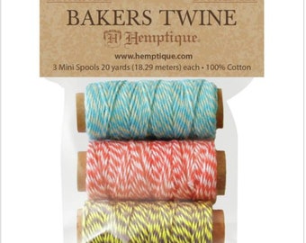 COTTON BAKERS TWINE - Mini Spools - 2 Ply - 3 per package