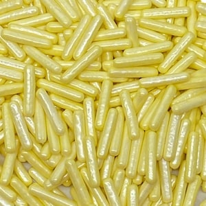PEARLIZED YELLOW RODS Sprinkles, Yellow Sprinkles, 2 or 4 Ounces, Thick Sprinkles
