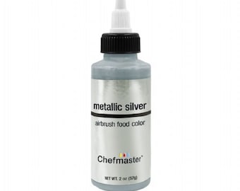 METALLIC SILVER Chefmaster Airbrush Color, 2 Ounce Bottle