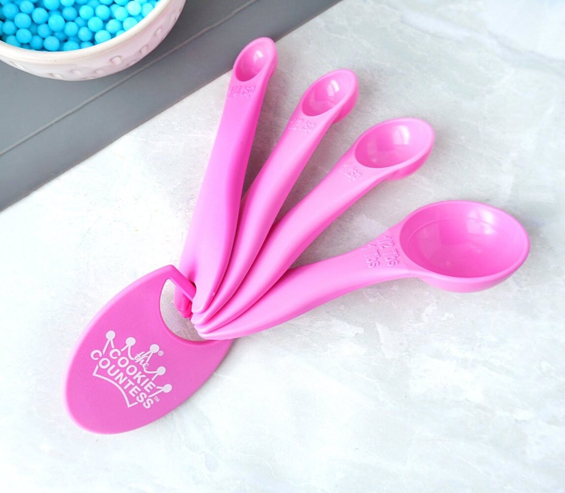 Magnetic Measuring Spoons Set of 9 Stainless Steel Dual Sided Stackable  Measuring Nesting Teaspoons Dry and Liquid Ingredients pink 