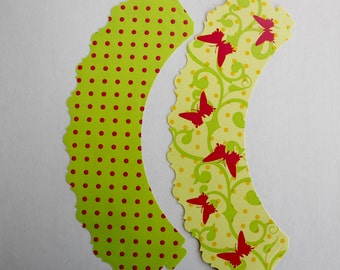 Lime Green Butterfly Cupcake Wraps