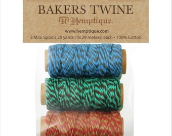 COTTON BAKERS TWINE - Mini Spools - 2 Ply - 3 per package