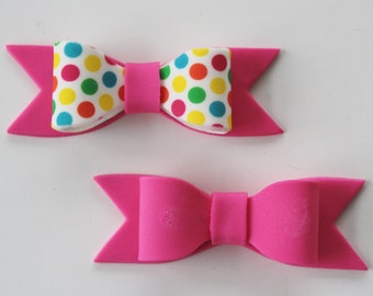 Gum Paste MINI BOWS - Pink/Polka Dot