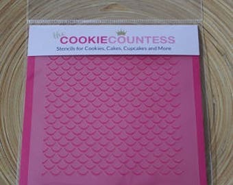 MERMAID SCALES SMALL, Cookie Countess, Cookie Stencil/Cupcake Stencil