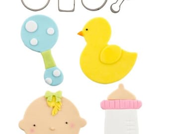 CUTIE CUPCAKE BABY Cookie Cutter Set, Mini Baby Set, 4 Piece Cookie Cutter Set