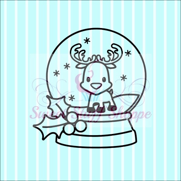 REINDEER SNOW Globe PYO Silk Screen,  Cookie Silk Screen, Silk Screen Cookie Stencil, Mesh Stencil, Cookie Stencil