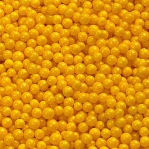 YELLOW Candy Beads,  Sprinkles , Rose Gold, 4 Ounces, Candy Pearls, 4MM