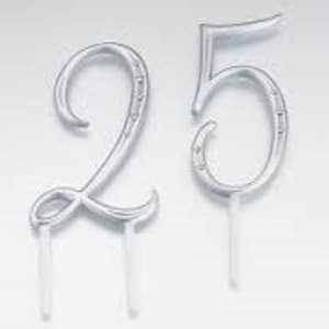 LILLIAN ROSE SILVER 3.5&quot; Numbers Cake Topper