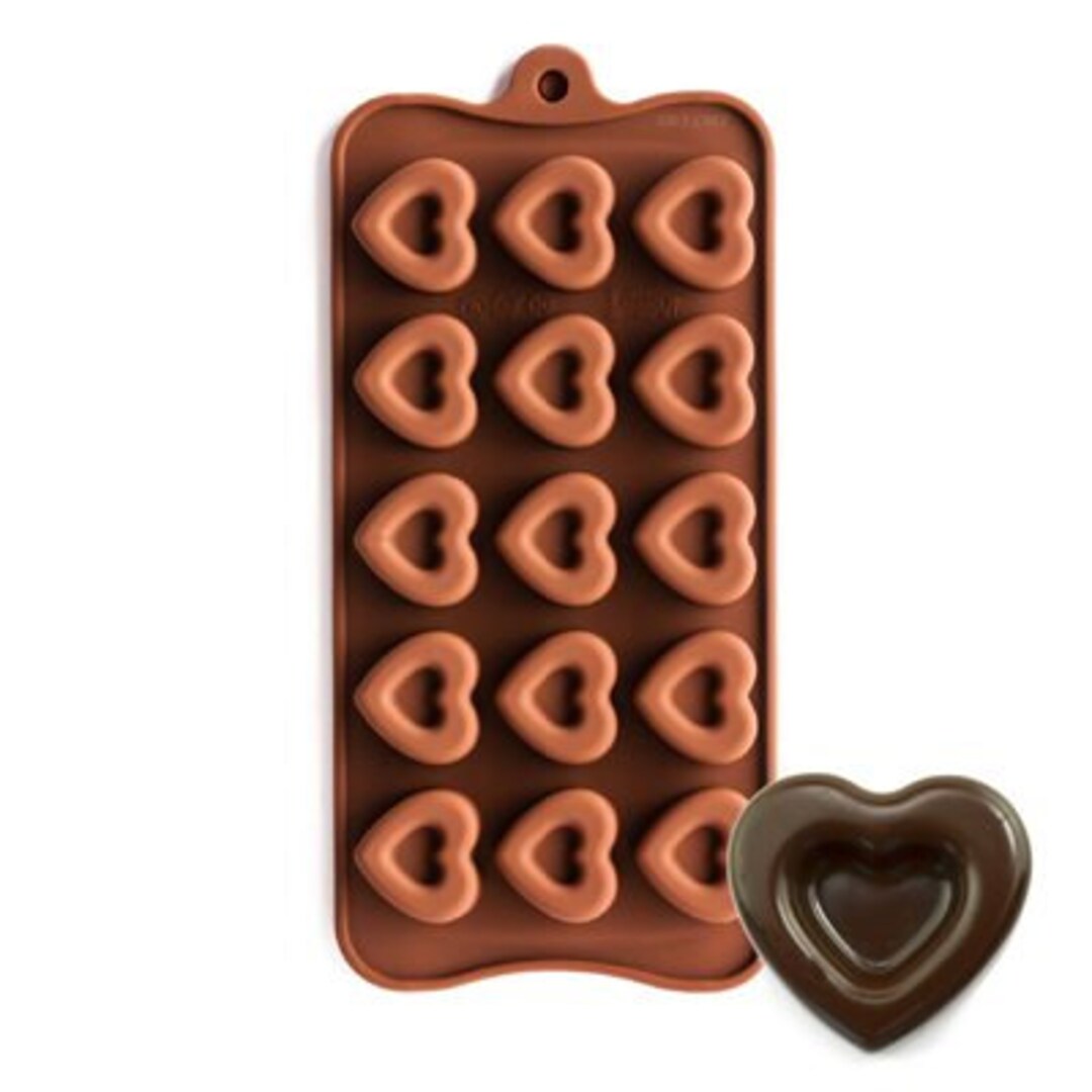 ↱ Molde para chocolate Corazón joyero con relieve