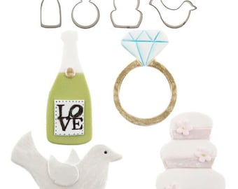 CUTIE CUPCAKE WEDDING Cookie Cutter Set, Mini Wedding Set, 4 Piece Cookie Cutter Set