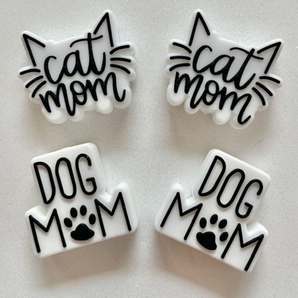DOG MOM, CAT Mom Focal Bead , Focal Beads, Dog/Cat Mom Silicone Beads, Silicone Beads, Pen Beads, Scribe Bead