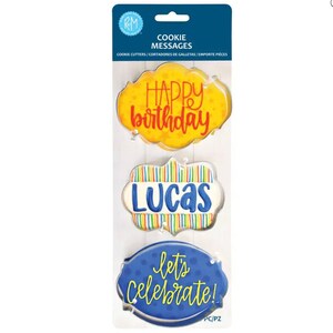 COOKIE MESSAGE 3 Piece Cookie Cutter Set, Plaque cookie cutter set