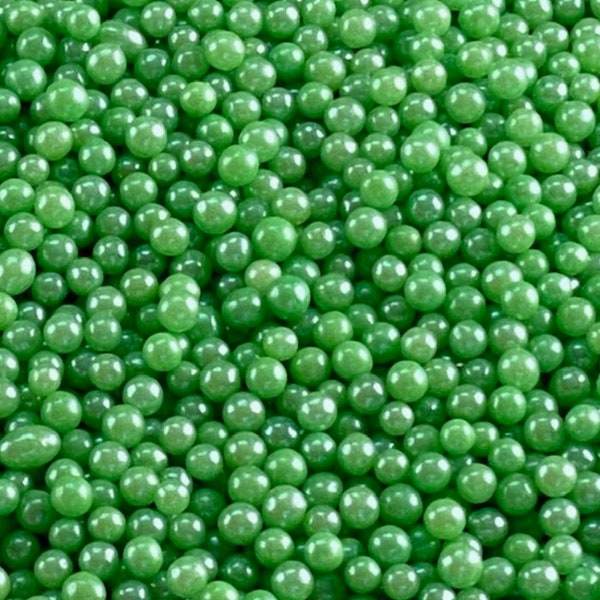 PEARL GREEN Candy BEADS,  Sprinkles , Green, 4 Ounces, Candy Pearls, 4MM