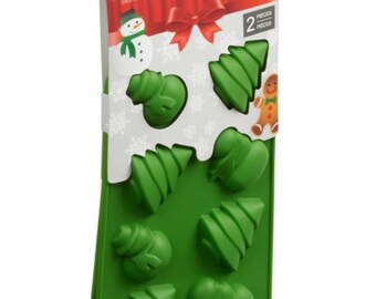 SNOWMAN/TREE  SILICONE Mold, 8 Cavities, Candy Mold, 2 Pieces per pack.