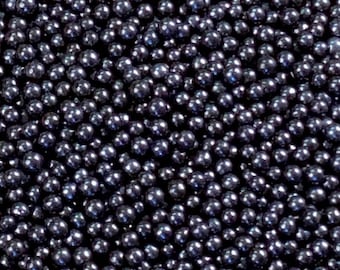 PEARL BLACK Candy BEADS,  Sprinkles , Black, 2 Ounces, Candy Pearls, 4MM