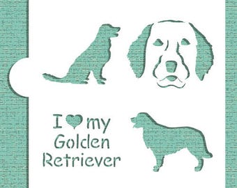 I LOVE MY GOLDEN Retreiver Cookie Stencil "Designer Stencils" 5" x 5"