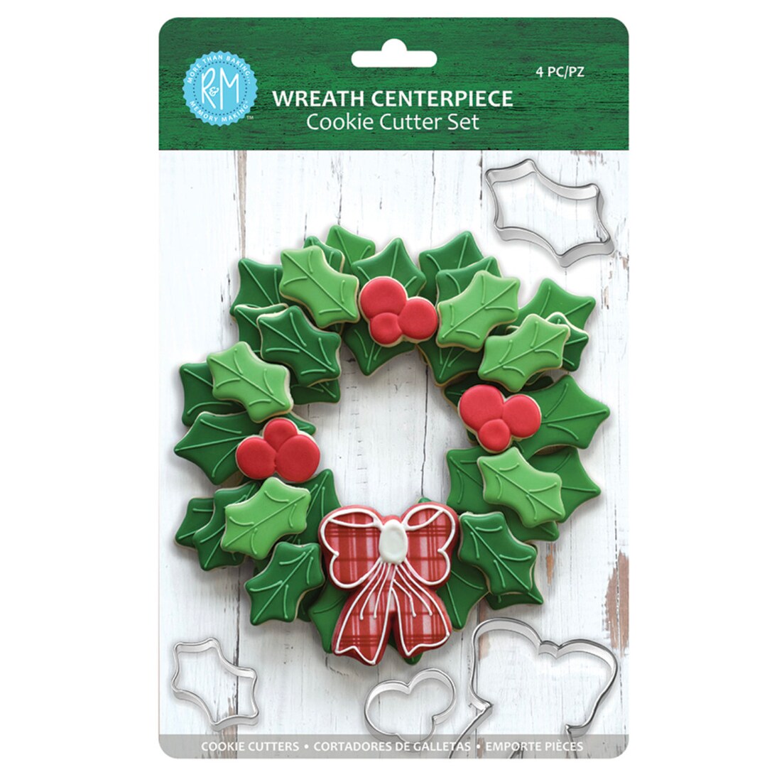 R&M International Christmas Cookie Cutter Set – 4 Piece Medium Tinplated Steel Cutters (Silver)
