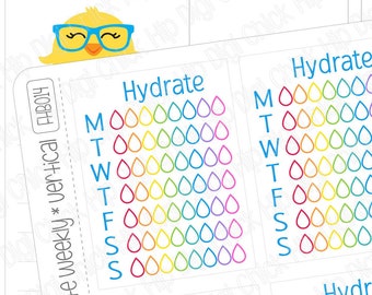 Hydratatieplannerstickers: verticale watertracker in zijbalk wekelijks
