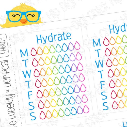 Hydrate Planner Stickers VERTICAL Weekly Sidebar Water - Etsy