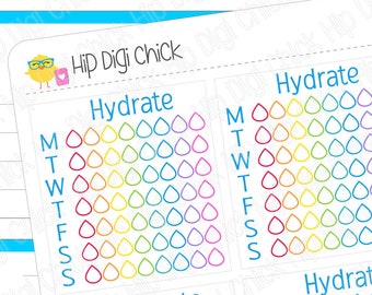 Hydratatieplannerstickers - HORIZONTAAL Wekelijkse watertracker