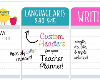 Custom Teacher Planner Subject Header Stickers