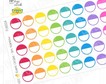 Event Circle SMALL Planner Stickers - Rainbow