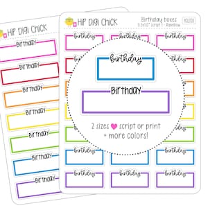 Birthday Boxes Planner Stickers