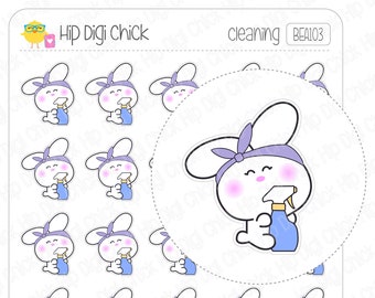 Cleaning Planner Stickers - Beatrice the Bunny