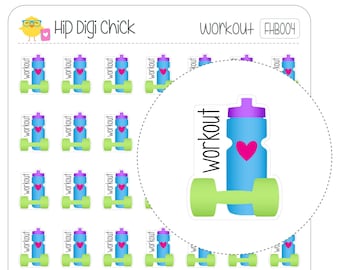 Workout Exercise Planner Stickers - Water Bottle & Hand Weight