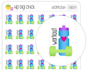 Workout Workout Planner Stickers - Wasserflasche & Handgewicht