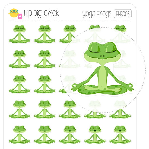 Yoga Meditation Frogs Planner Stickers - Workout Exercise