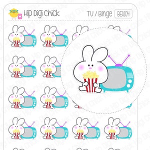 TV Television Show Binge Watching Planner Stickers - Beatrice the Bunny