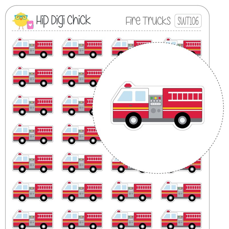 Fire Truck Stickers - Etsy