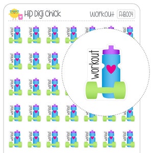 Workout Exercise Planner Stickers - Water Bottle & Hand Weight