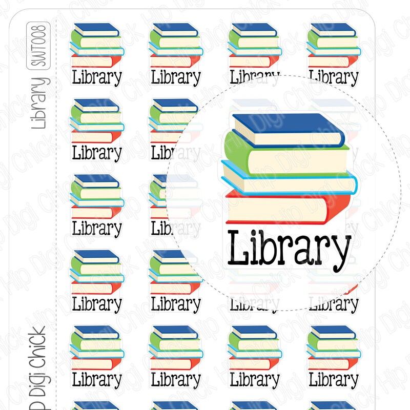 Library Sticker - Etsy