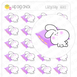 Lazy Day Sleep Napping Planner Stickers - Beatrice the Bunny