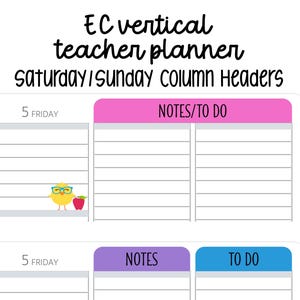 EC Vertical Teacher Planner Saturday/Sunday Header Stickers