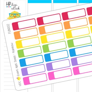 Event Appointment Box Planner Stickers - Rainbow