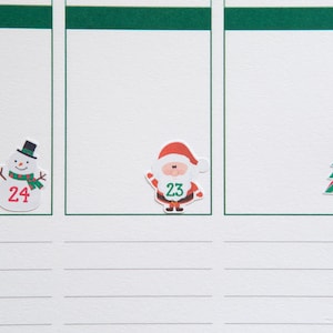 Weihnachten Countdown Sticker - Schneemann, Santa, Baum