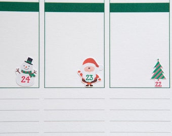 Christmas Countdown Planner Stickers - Snowman, Santa, Tree