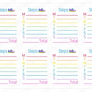 Daily Steps Tracker VERTICAL Planner Stickers - Weekly Sidebar - Etsy
