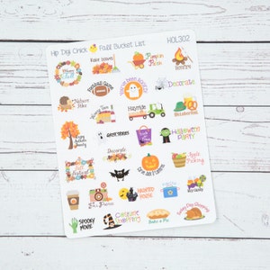 Fall Bucket List Planner Stickers - Halloween Thanksgiving Autumn