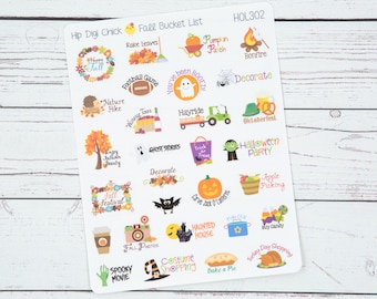 Fall Bucket List Planner Stickers - Halloween Thanksgiving Autumn