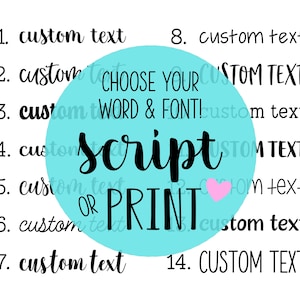 CUSTOM Word Text Script Planner Stickers