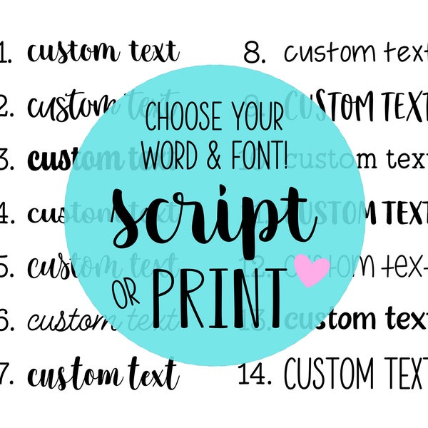 CUSTOM Word Text Script Planner Stickers