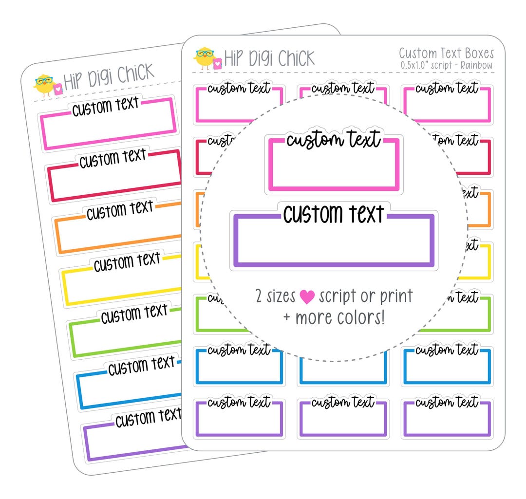 CUSTOM Text Boxes Planner Stickers - Etsy