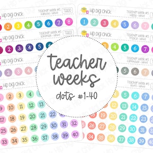Teacher Week Numbers Planner Stickers
