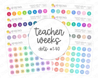 Teacher Week Numbers Planner Stickers