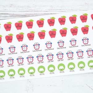 Schooldagen Planner Stickers - Zieke dag geen school vervroegd ontslag