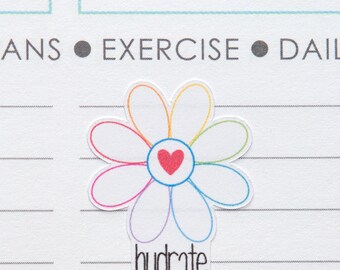 Hydrate Flower Planner Stickers - Daily Water Tracker